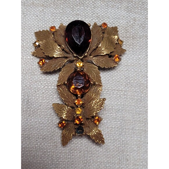 RARE GORGEOUS RHINESTONE Articulated COROCRAFT - CORO FLOWER BROOCH PIN - Picture 1 of 5
